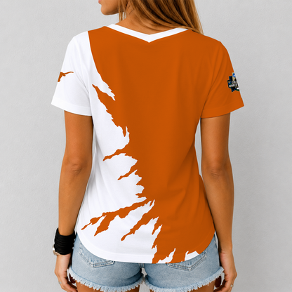 [FAN FAVORITE] NEW CUSTOMIZED NCAA CWS05 TXL TEXAS LONGHORNS V-NECK FEMALE SHIRT