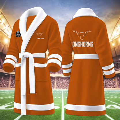 [FAN FAVORITE] NEW CUSTOMIZED NCAA CWS05 TXL TEXAS LONGHORNS MULTICOLOR FLEECE BATHROBE