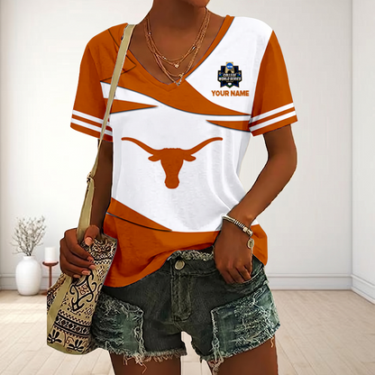 [FLASH SALE] NEW CUSTOMIZED | NCAA CWS05 TXL TX LONGHORNS V-NECK FEMALE SHIRT