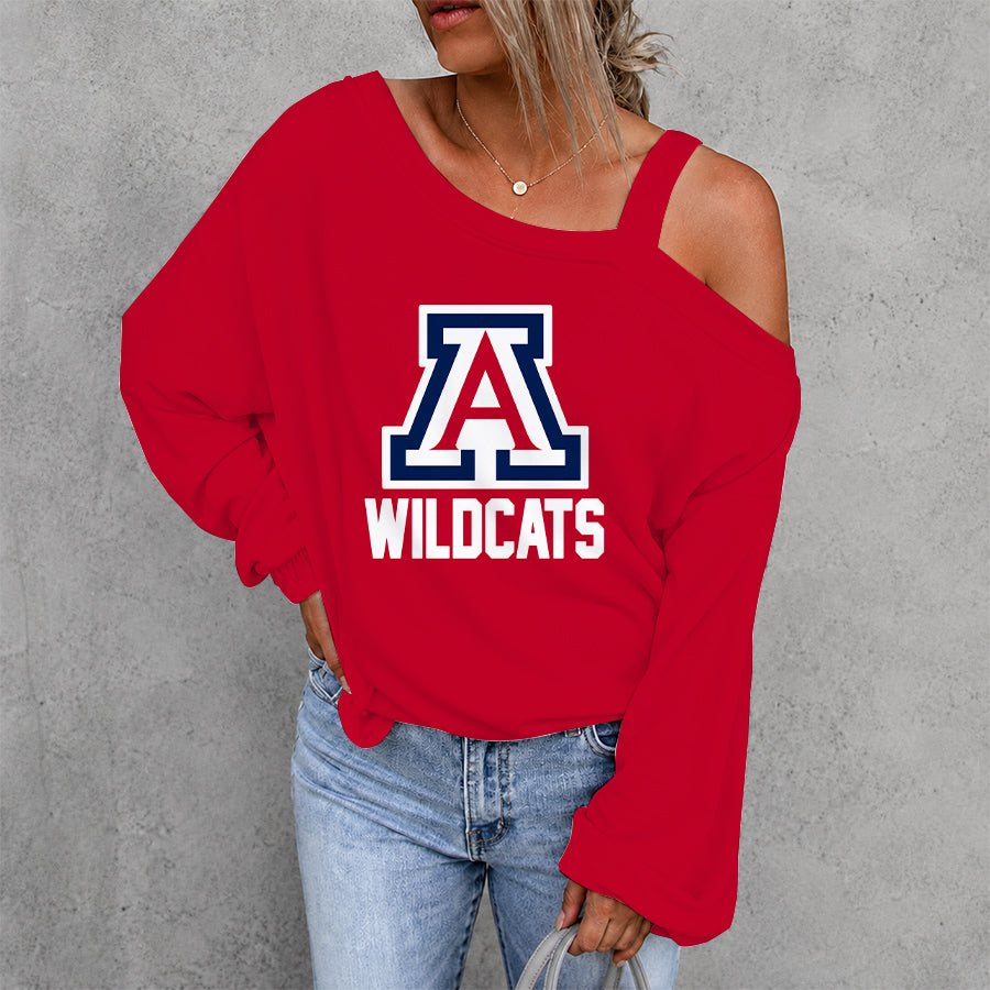 [FAN FAVORITE] NEW CUSTOMIZED NCAA CWS06 ARW ARIZONA WILDCATS WOMEN'S OFF-SHOULDER LONG SLEEVE SHIRT