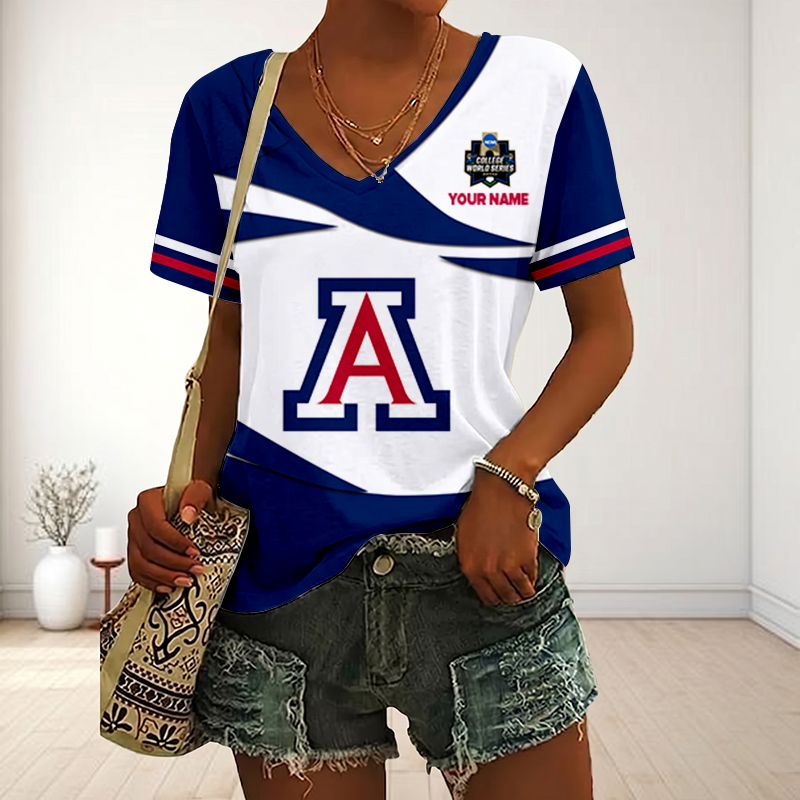 [FLASH SALE] NEW CUSTOMIZED | NCAA CWS06 ARW AR WILCATS V-NECK FEMALE SHIRT
