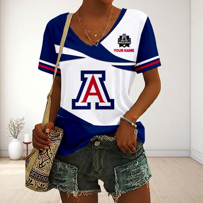 [FLASH SALE] NEW CUSTOMIZED | NCAA CWS06 ARW AR WILCATS V-NECK FEMALE SHIRT