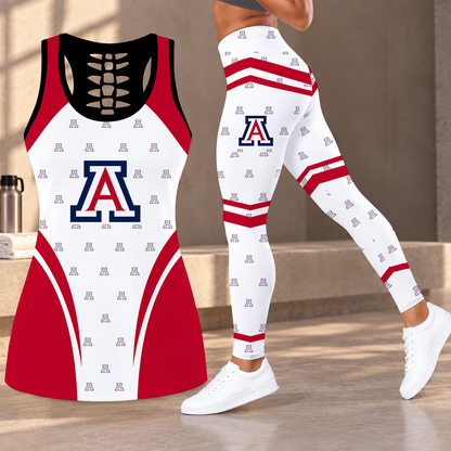 [FAN FAVORITE] NEW CUSTOMIZED NCAA CWS06 ARW ARIZONA WILDCATS HOLLOW TANK TOP & LEGGINGS SET