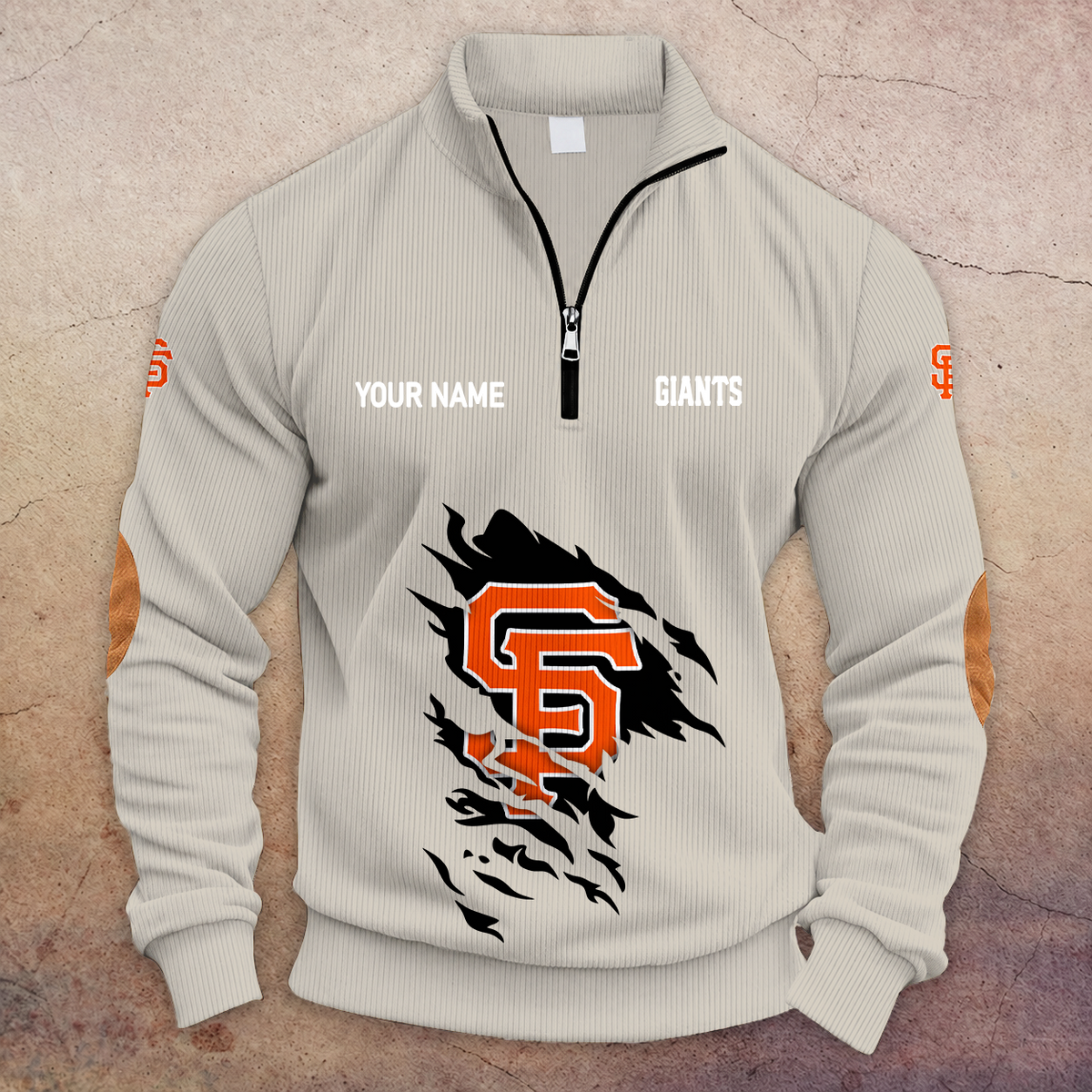 [FLASH SALE] NEW CUSTOMIZED MLB06 SFG SAN FRANCISCO GIANTS MULTICOLOR STRIPED QUATER ZIP SWEATSHIRT