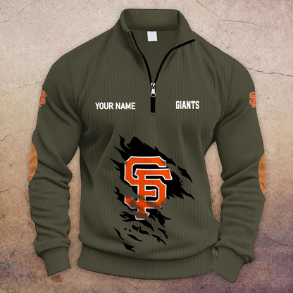 [FLASH SALE] NEW CUSTOMIZED MLB06 SFG SAN FRANCISCO GIANTS MULTICOLOR STRIPED QUATER ZIP SWEATSHIRT