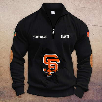 [FLASH SALE] NEW CUSTOMIZED MLB06 SFG SAN FRANCISCO GIANTS MULTICOLOR STRIPED QUATER ZIP SWEATSHIRT