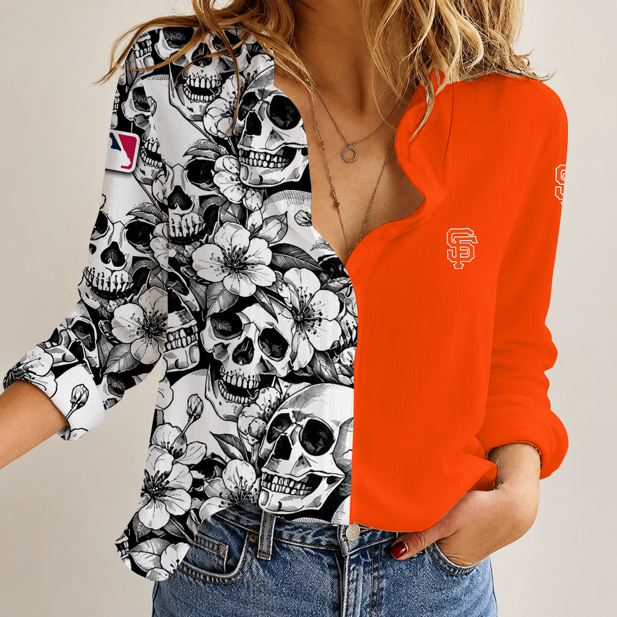 [FLASH SALE] NEW CUSTOMIZED MLB06 SFG SAN FRANCISCO GIANTS WOMEN'S CASUAL SHIRT
