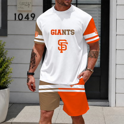 [FLASH SALE] NEW CUSTOMIZED MLB06 SFG SAN FRANCISCO GIANTS UNISEX T-SHIRT & SHORTS SET