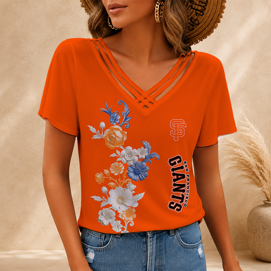 [FLASH SALE] NEW CUSTOMIZED MLB06 SFG SAN FRANCISCO GIANTS V-NECK SHIRT