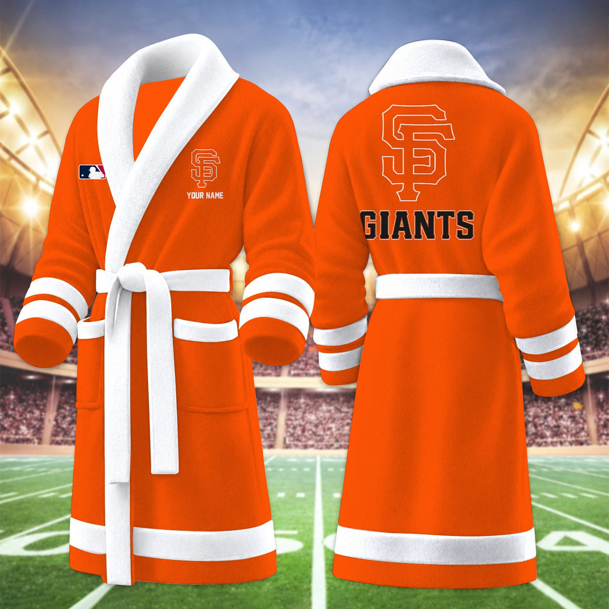 [FLASH SALE] NEW CUSTOMIZED MLB06 SFG SAN FRANCISCO GIANTS MULTICOLOR FLEECE BATHROBE