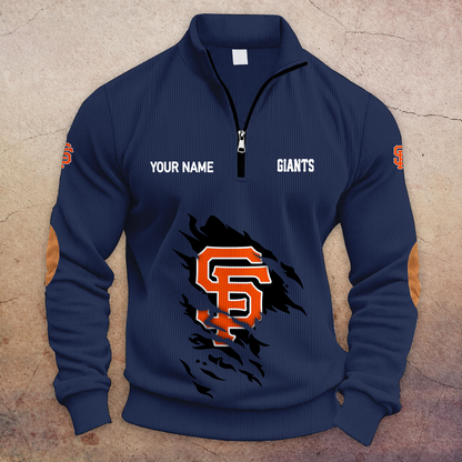 [FLASH SALE] NEW CUSTOMIZED MLB06 SFG SAN FRANCISCO GIANTS MULTICOLOR STRIPED QUATER ZIP SWEATSHIRT