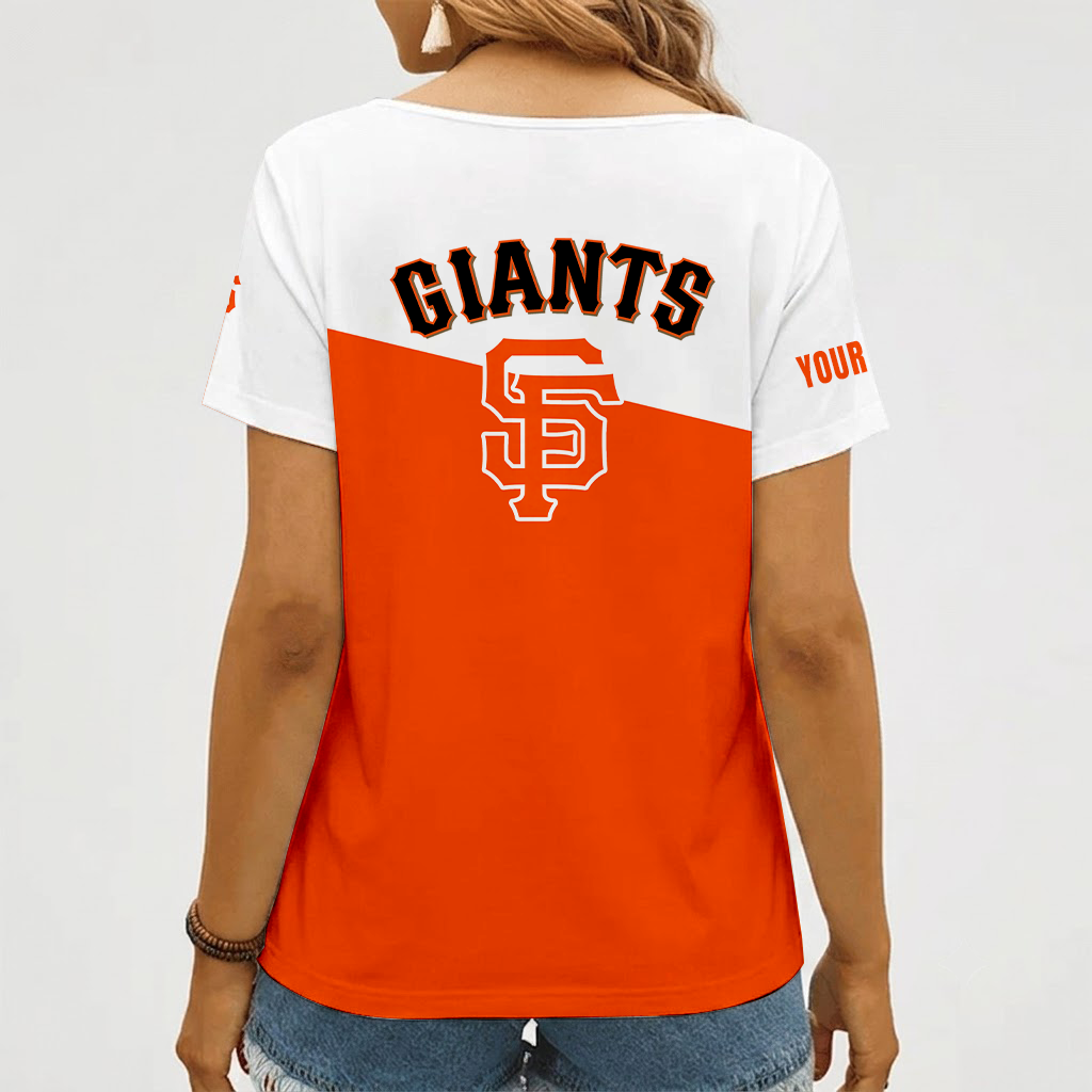 [FLASH SALE] NEW CUSTOMIZED MLB06 SFG SAN FRANCISCO GIANTS V-NECK FEMALE SHIRT