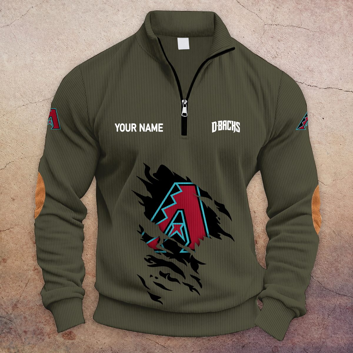 [FLASH SALE] NEW CUSTOMIZED MLB07 ADS ARIZONA DIAMONDBACKS MULTICOLOR STRIPED QUATER ZIP SWEATSHIRT