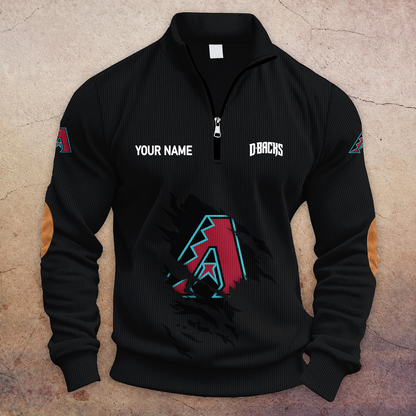 [FLASH SALE] NEW CUSTOMIZED MLB07 ADS ARIZONA DIAMONDBACKS MULTICOLOR STRIPED QUATER ZIP SWEATSHIRT
