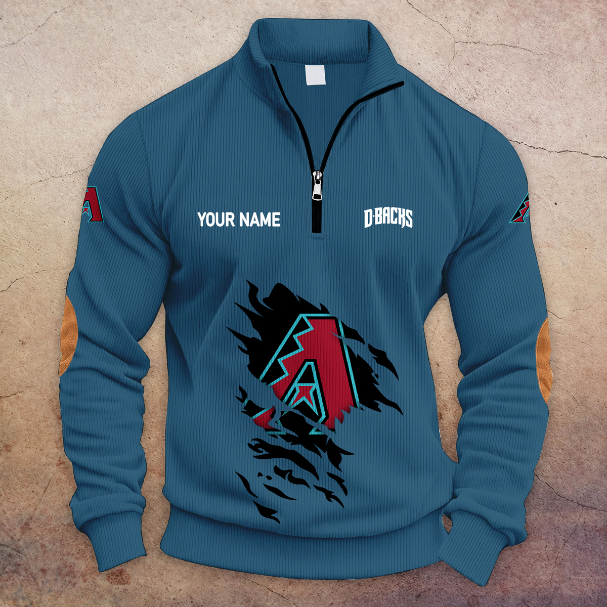 [FLASH SALE] NEW CUSTOMIZED MLB07 ADS ARIZONA DIAMONDBACKS MULTICOLOR STRIPED QUATER ZIP SWEATSHIRT