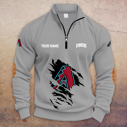 [FLASH SALE] NEW CUSTOMIZED MLB07 ADS ARIZONA DIAMONDBACKS MULTICOLOR STRIPED QUATER ZIP SWEATSHIRT
