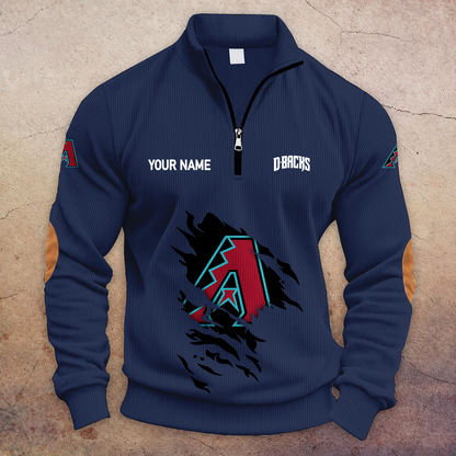 [FLASH SALE] NEW CUSTOMIZED MLB07 ADS ARIZONA DIAMONDBACKS MULTICOLOR STRIPED QUATER ZIP SWEATSHIRT