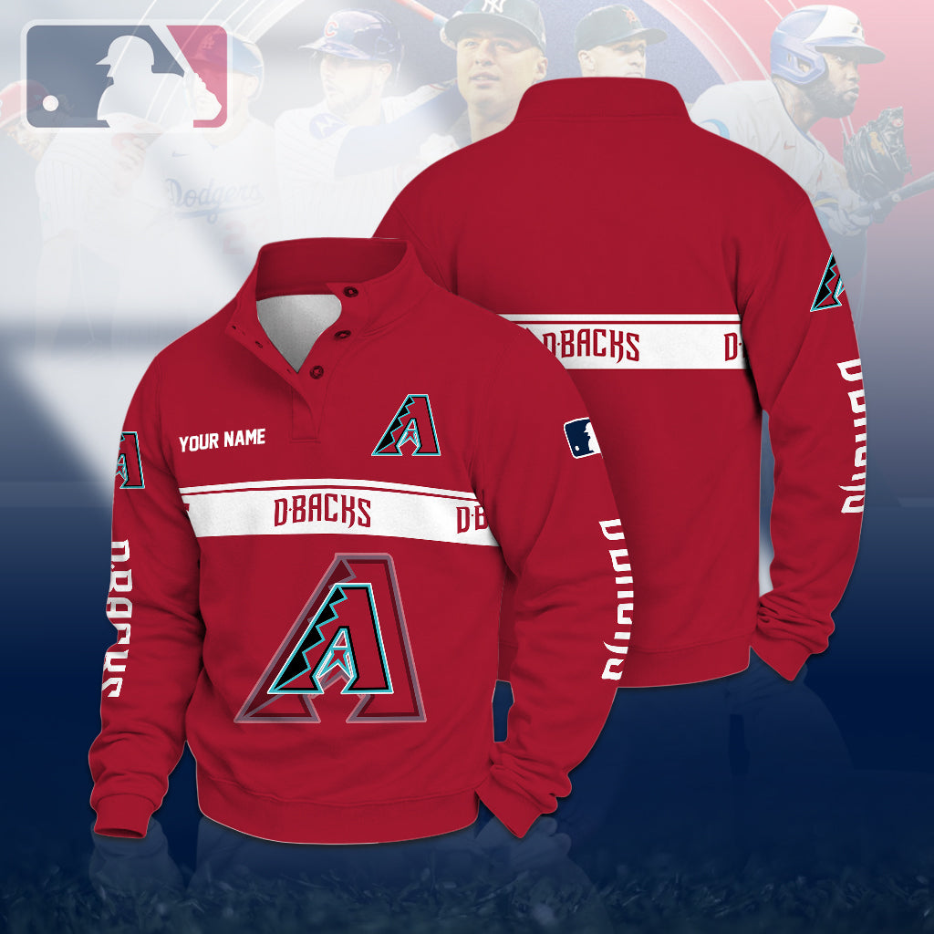 [FLASH SALE] NEW CUSTOMIZED MLB07 ADS ARIZONA DIAMONDBACKS QUARTER-BUTTON SWEATSHIRT