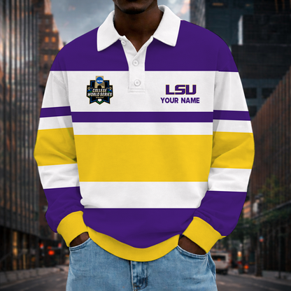 [FLASH SALE] NEW CUSTOMIZED NCAA CWS07 LST LSU TIGERS UNISEX LONG SLEEVE POLO