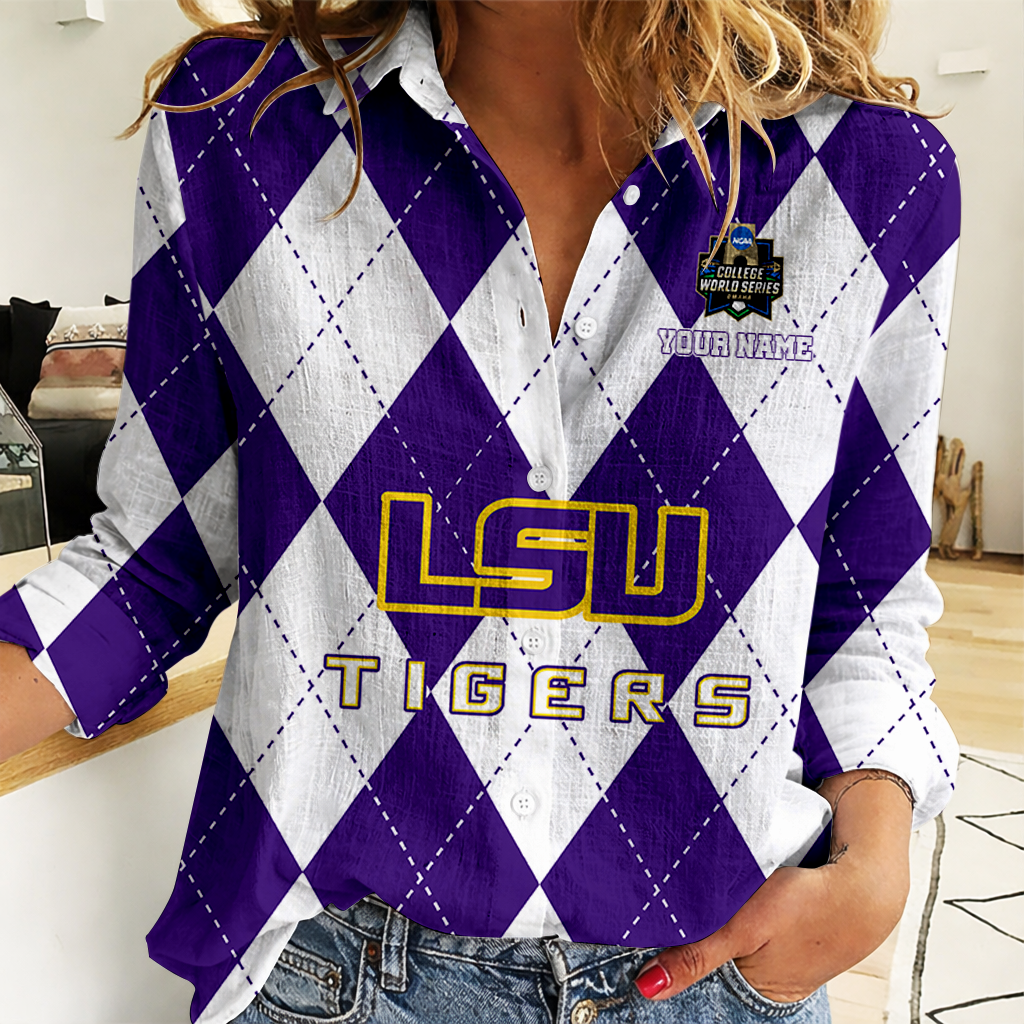 [FLASH SALE] NEW CUSTOMIZED | NCAA CWS07 LST LSU TIGERS WOMEN CASUAL SHIRT FOR FAN
