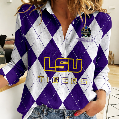 [FLASH SALE] NEW CUSTOMIZED | NCAA CWS07 LST LSU TIGERS WOMEN CASUAL SHIRT FOR FAN