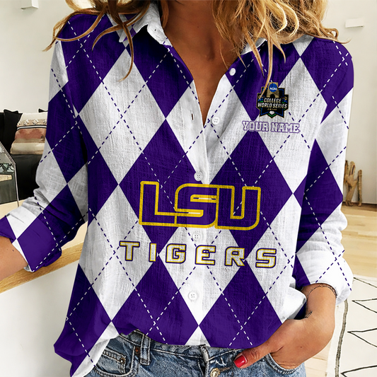 [FLASH SALE] NEW CUSTOMIZED | NCAA CWS07 LST LSU TIGERS WOMEN CASUAL SHIRT FOR FAN