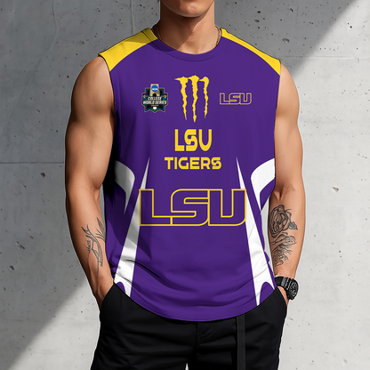 [FLASH SALE] NEW CUSTOMIZED | NCAA CWS07 LST LSU TIGERS MEN'S GYM SHIRT
