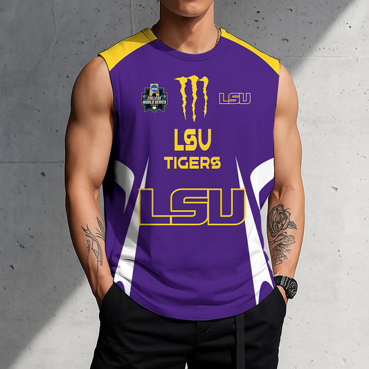 [FLASH SALE] NEW CUSTOMIZED | NCAA CWS07 LST LSU TIGERS MEN'S GYM SHIRT