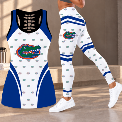 [FAN FAVORITE] NEW CUSTOMIZED NCAA CWS08 FLG FLORIDA GATORS HOLLOW TANK TOP & LEGGINGS SET
