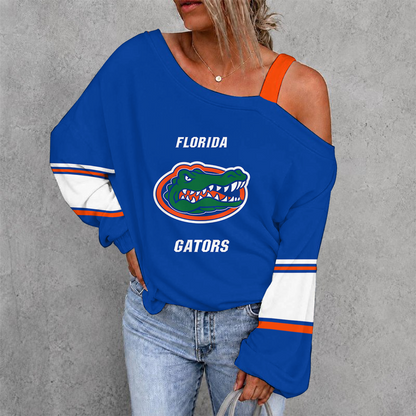 [FAN FAVORITE] NEW CUSTOMIZED NCAA CWS08 FLG FLORIDA GATORS WOMEN'S OFF-SHOULDER LONG SLEEVE SHIRT