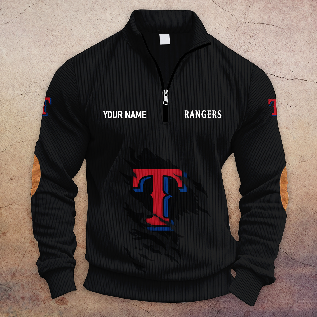 [FLASH SALE] NEW CUSTOMIZED MLB08 TRS TEXAS RANGERS MULTICOLOR STRIPED QUATER ZIP SWEATSHIRT