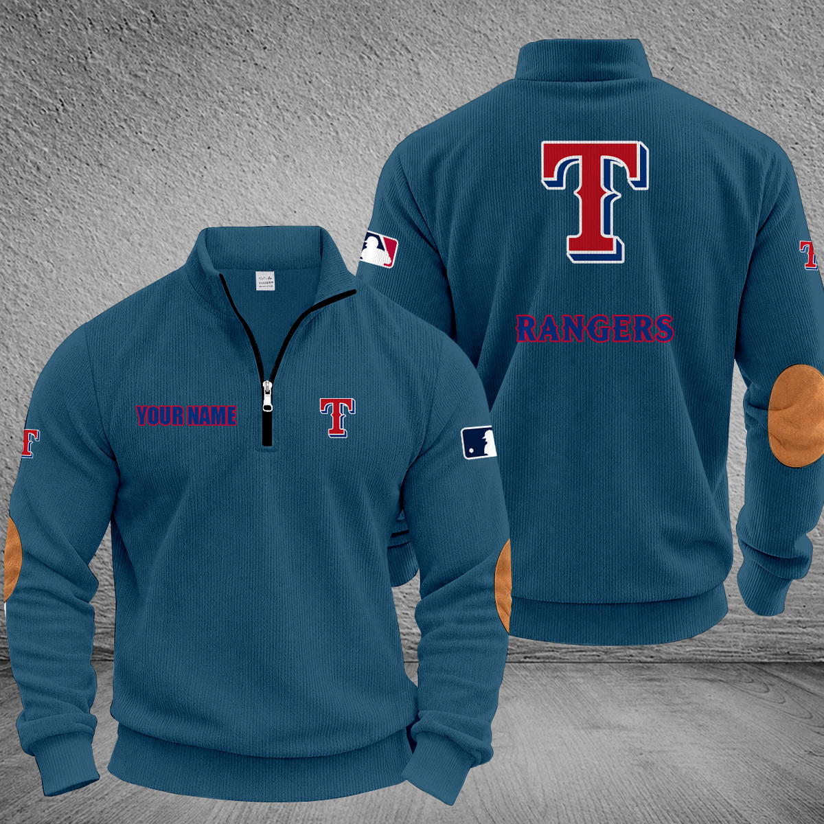 [FLASH SALE] NEW CUSTOMIZED MLB08 TRS TEXAS RANGERS MULTICOLOR STRIPED QUATER ZIP SWEATSHIRT