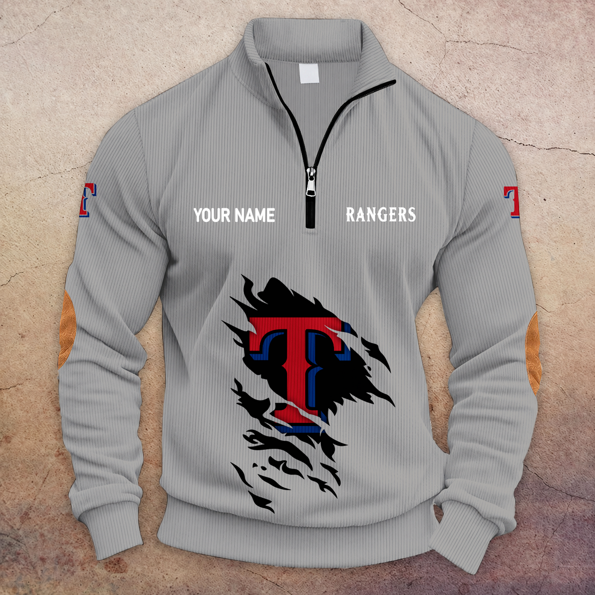 [FLASH SALE] NEW CUSTOMIZED MLB08 TRS TEXAS RANGERS MULTICOLOR STRIPED QUATER ZIP SWEATSHIRT