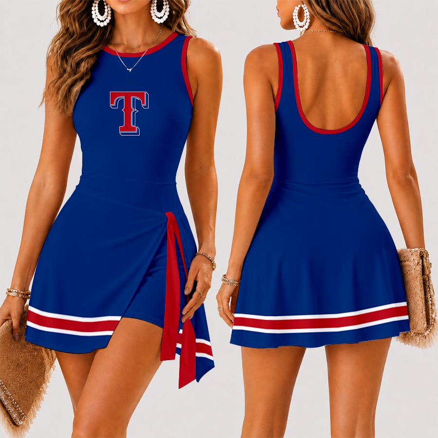 [FLASH SALE] NEW CUSTOMIZED MLB08 TRS TEXAS RANGERS WOMEN'S SUMMER SKORT DRESS