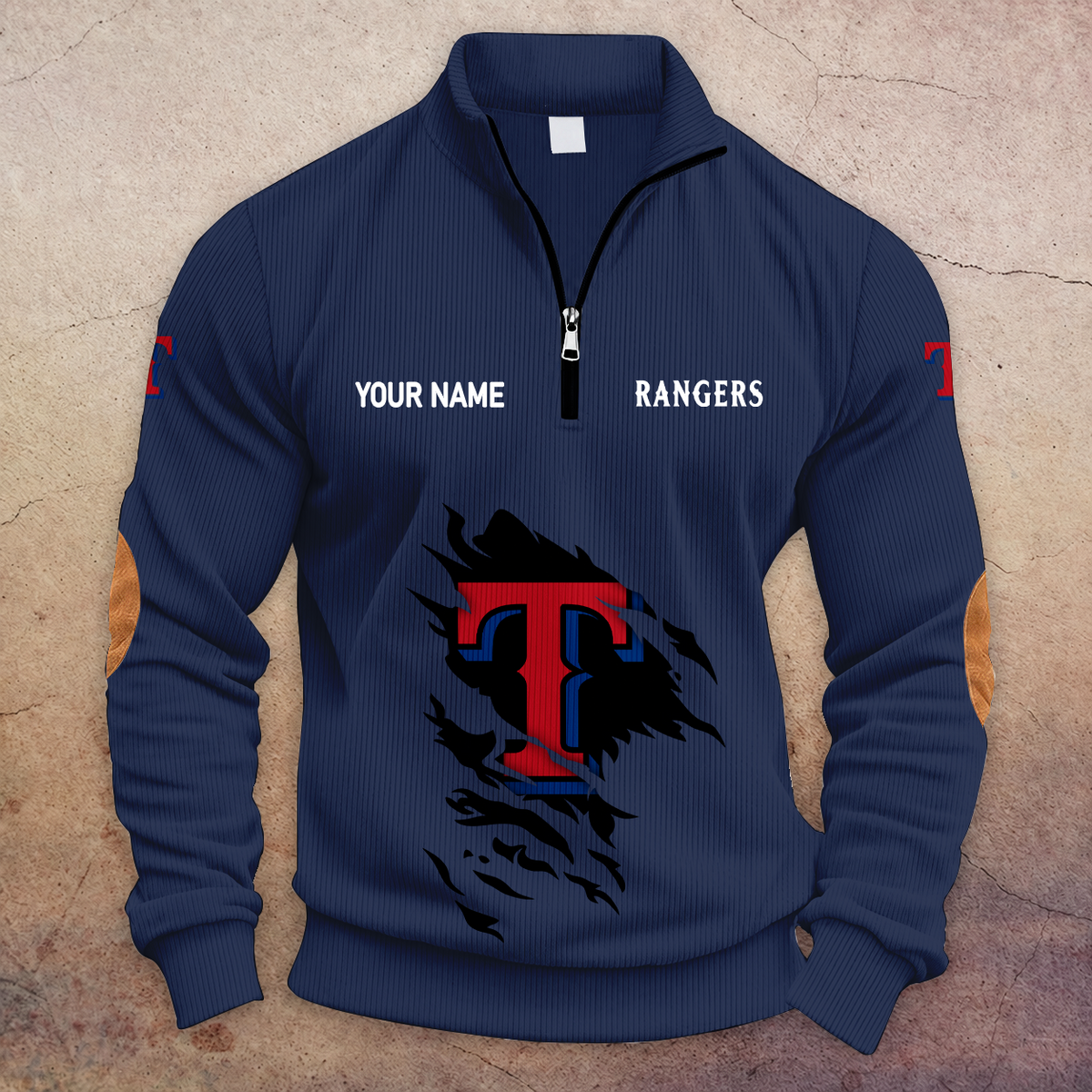 [FLASH SALE] NEW CUSTOMIZED MLB08 TRS TEXAS RANGERS MULTICOLOR STRIPED QUATER ZIP SWEATSHIRT