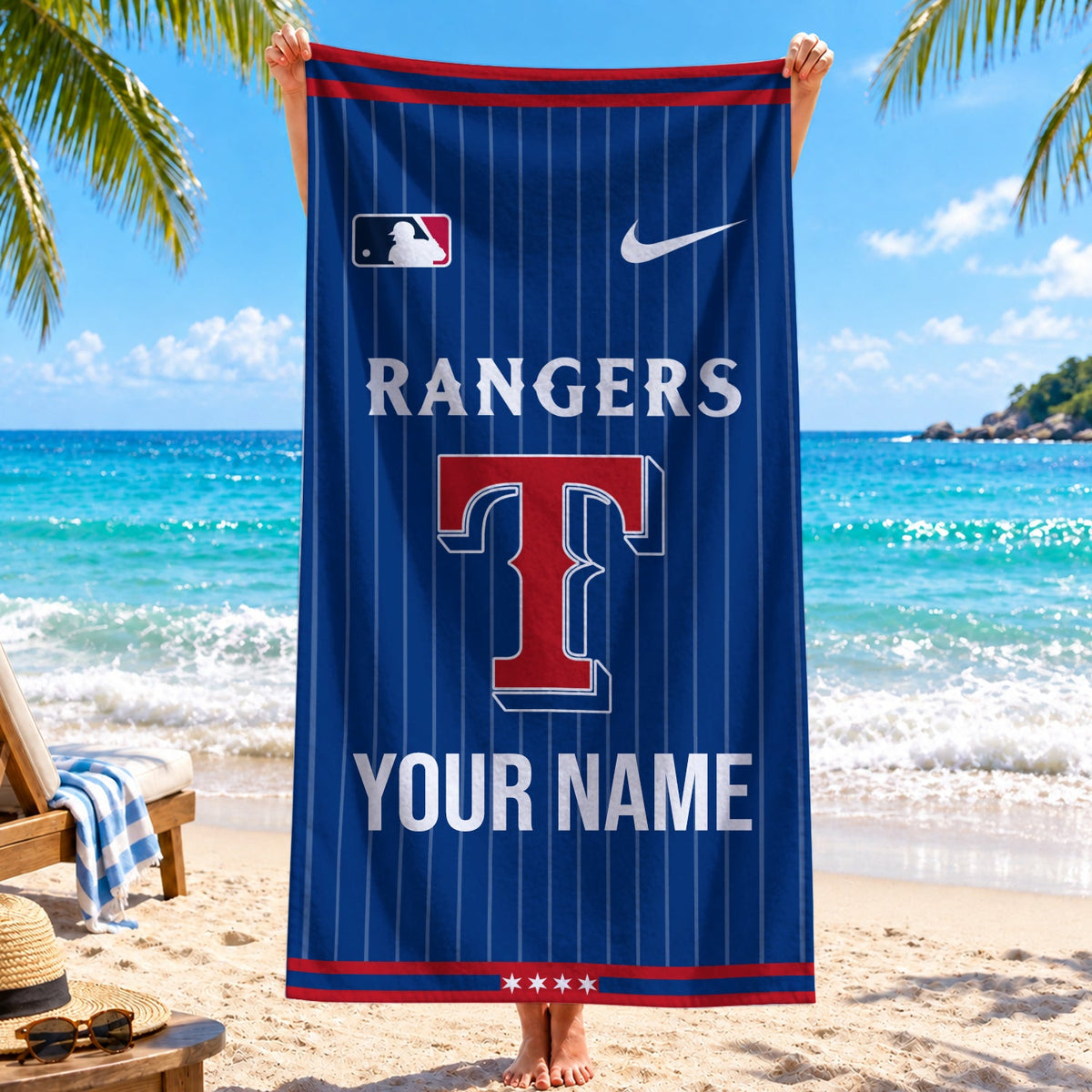 [FLASH SALE] NEW CUSTOMIZED MLB08 TRS TEXAS RANGERS BEACH TOWEL