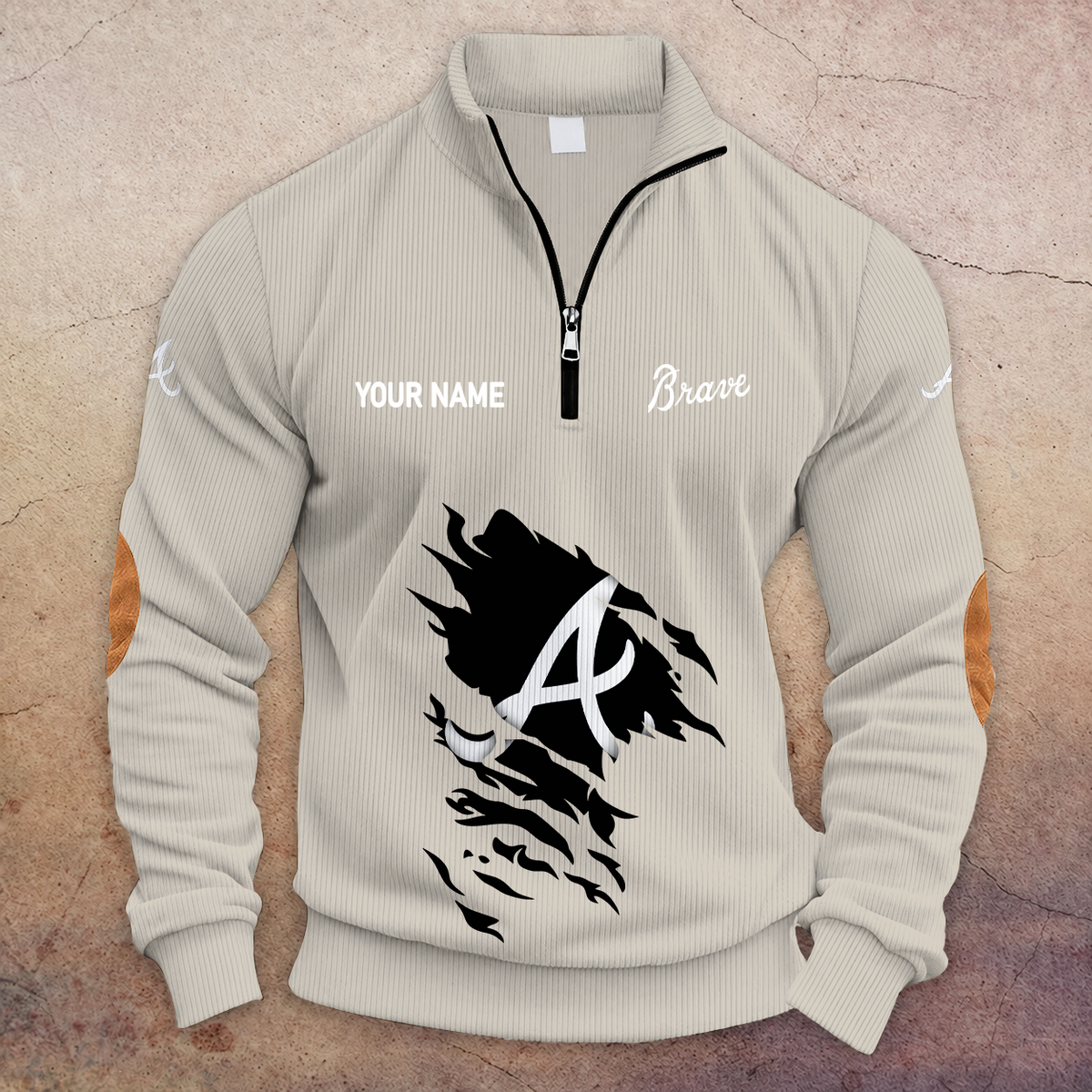 [FLASH SALE] NEW CUSTOMIZED MLB09 ABS ATLANTA BRAVES MULTICOLOR STRIPED QUATER ZIP SWEATSHIRT