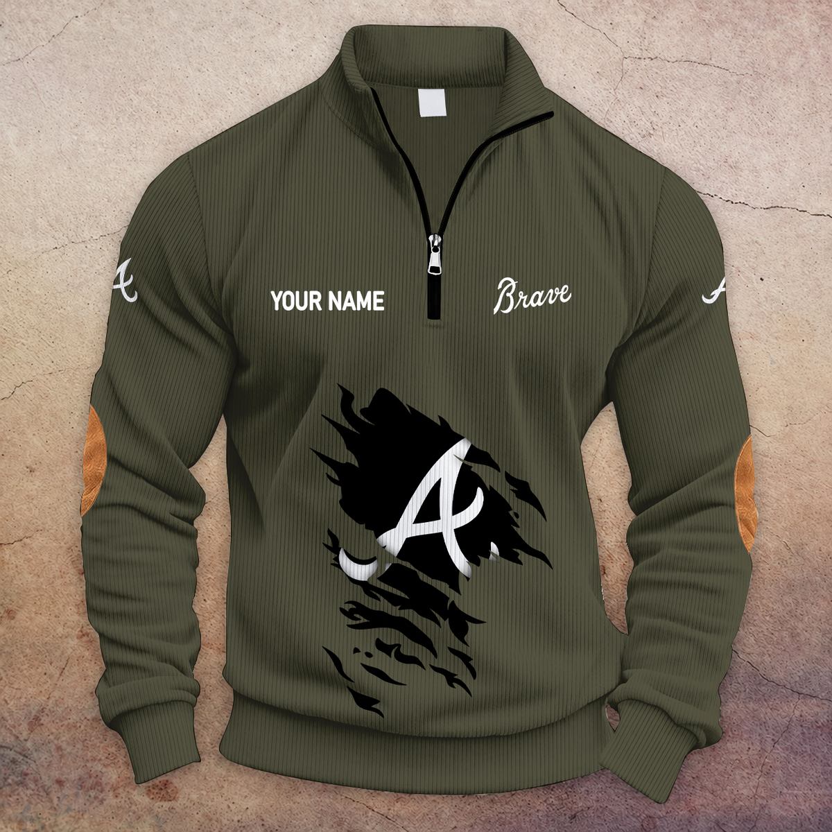 [FLASH SALE] NEW CUSTOMIZED MLB09 ABS ATLANTA BRAVES MULTICOLOR STRIPED QUATER ZIP SWEATSHIRT