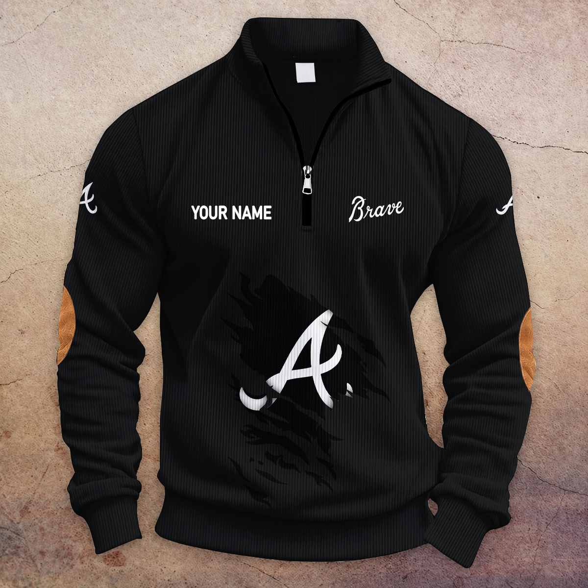 [FLASH SALE] NEW CUSTOMIZED MLB09 ABS ATLANTA BRAVES MULTICOLOR STRIPED QUATER ZIP SWEATSHIRT