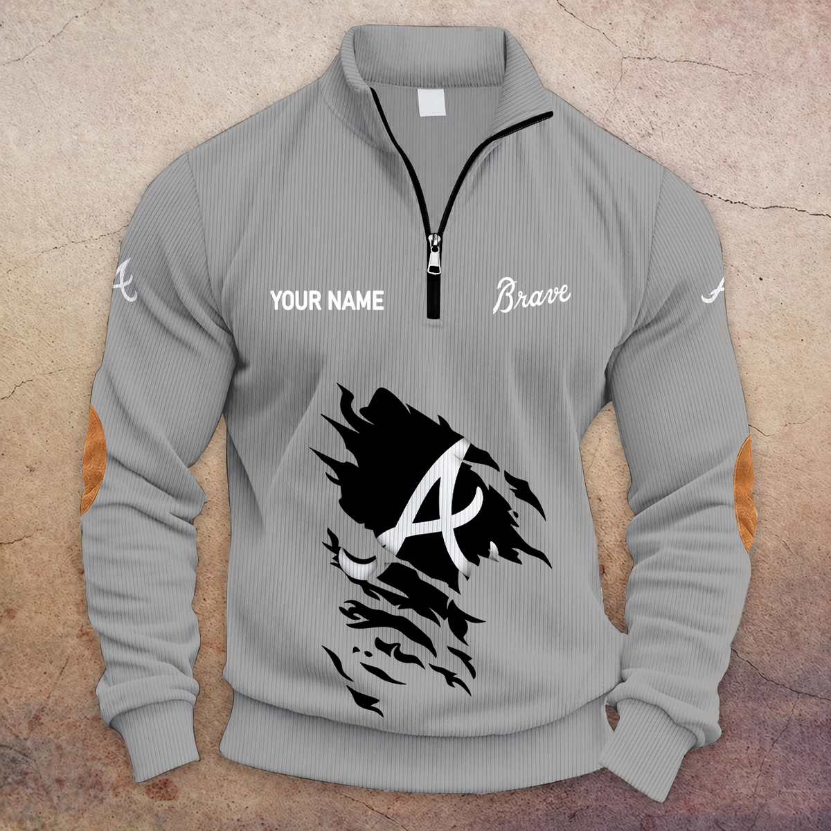 [FLASH SALE] NEW CUSTOMIZED MLB09 ABS ATLANTA BRAVES MULTICOLOR STRIPED QUATER ZIP SWEATSHIRT