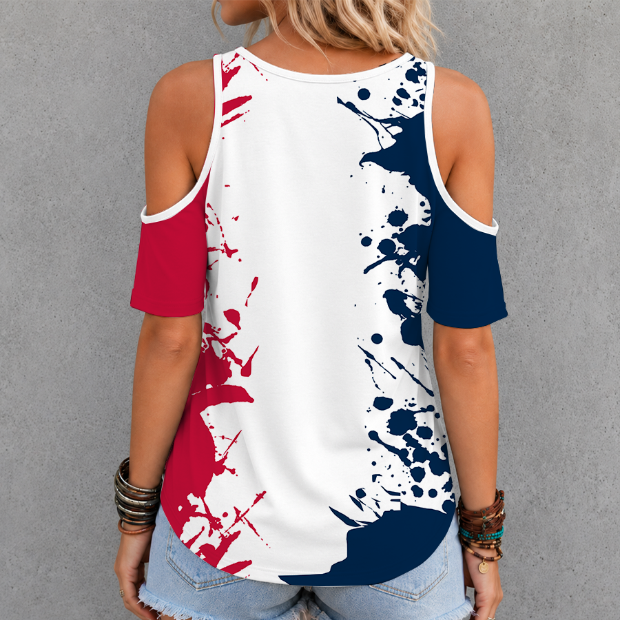[FLASH SALE] NEW CUSTOMIZED MLB09 ABS ATLANTA BRAVES CRISS CROSS V-NECK TOP