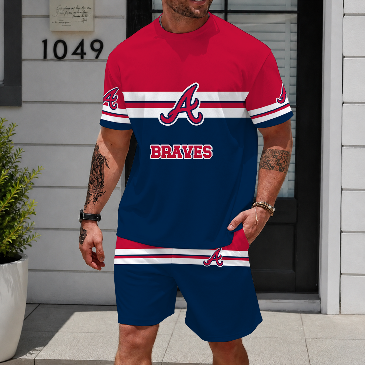 [FLASH SALE] NEW CUSTOMIZED MLB09 ABS ATLANTA BRAVES UNISEX T-SHIRT & SHORTS SET