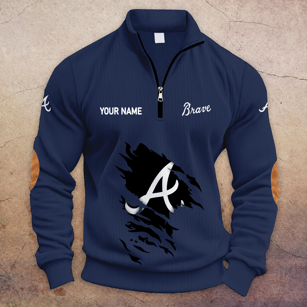 [FLASH SALE] NEW CUSTOMIZED MLB09 ABS ATLANTA BRAVES MULTICOLOR STRIPED QUATER ZIP SWEATSHIRT