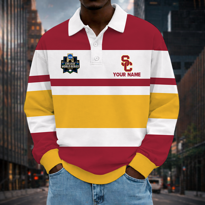 [FLASH SALE] NEW CUSTOMIZED NCAA CWS09 USC USC TROJANS UNISEX LONG SLEEVE POLO
