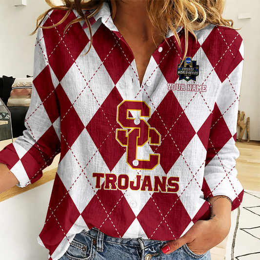 [FLASH SALE] NEW CUSTOMIZED | NCAA CWS09 USC USC TROJANS WOMEN CASUAL SHIRT FOR FAN