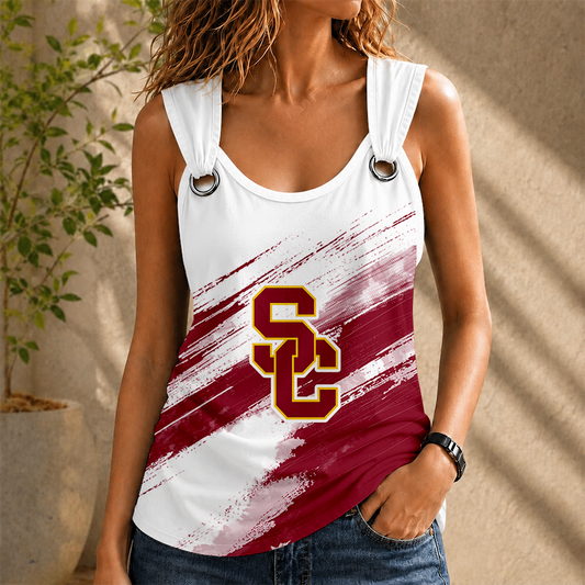 [FAN FAVORITE] NEW CUSTOMIZED NCAA CWS09 USC USC TROJANS O-RING SHOULDER TANK TOP