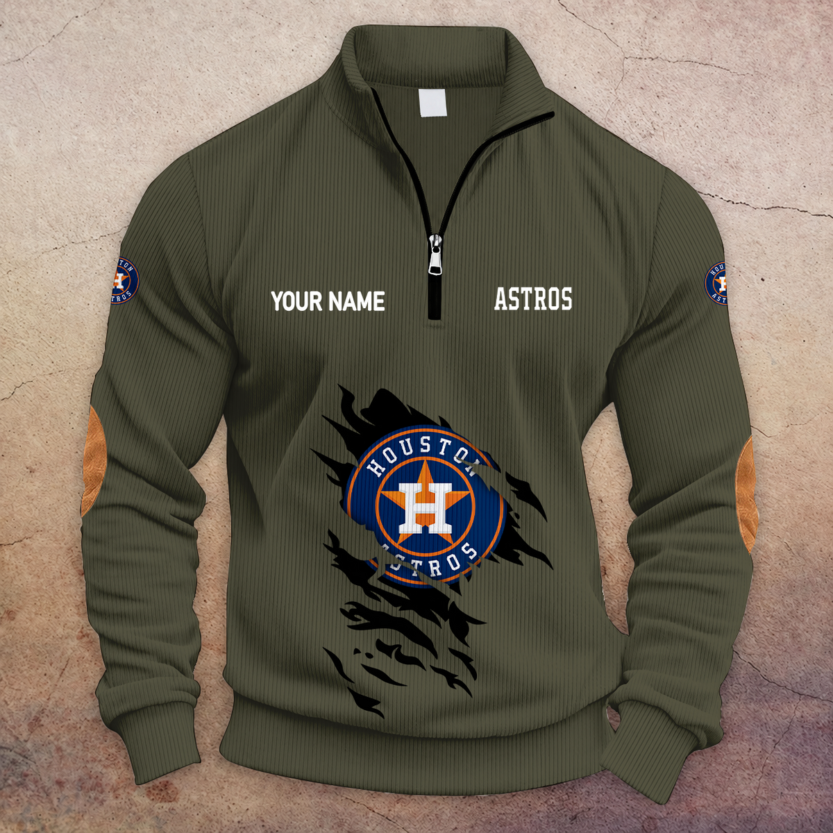 [FLASH SALE] NEW CUSTOMIZED MLB10 HAS HOUSTON ASTROS MULTICOLOR STRIPED QUATER ZIP SWEATSHIRT