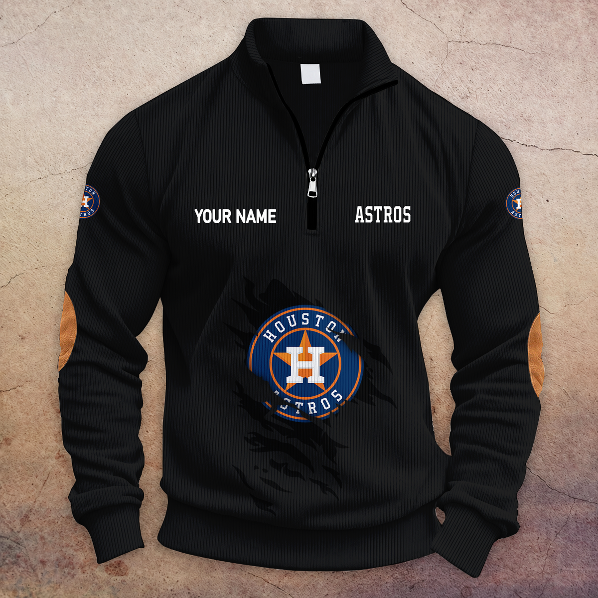 [FLASH SALE] NEW CUSTOMIZED MLB10 HAS HOUSTON ASTROS MULTICOLOR STRIPED QUATER ZIP SWEATSHIRT