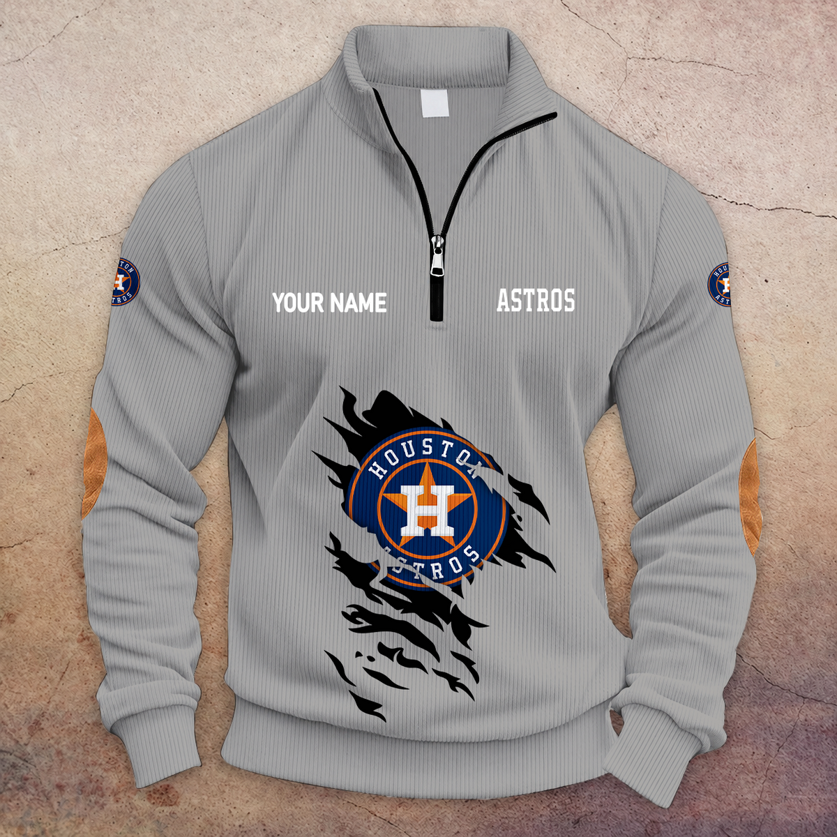 [FLASH SALE] NEW CUSTOMIZED MLB10 HAS HOUSTON ASTROS MULTICOLOR STRIPED QUATER ZIP SWEATSHIRT
