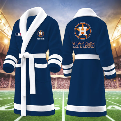 [FLASH SALE] NEW CUSTOMIZED MLB10 HAS HOUSTON ASTROS MULTICOLOR FLEECE BATHROBE